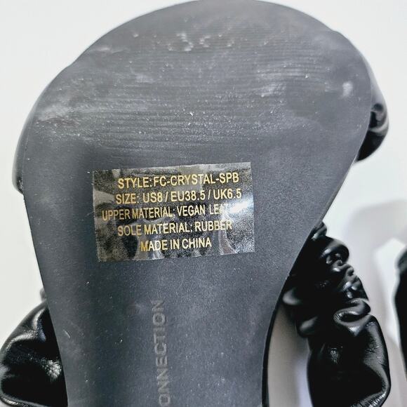 French Connection Black Faux Leather Crystal Heels - Picture 8 of 8